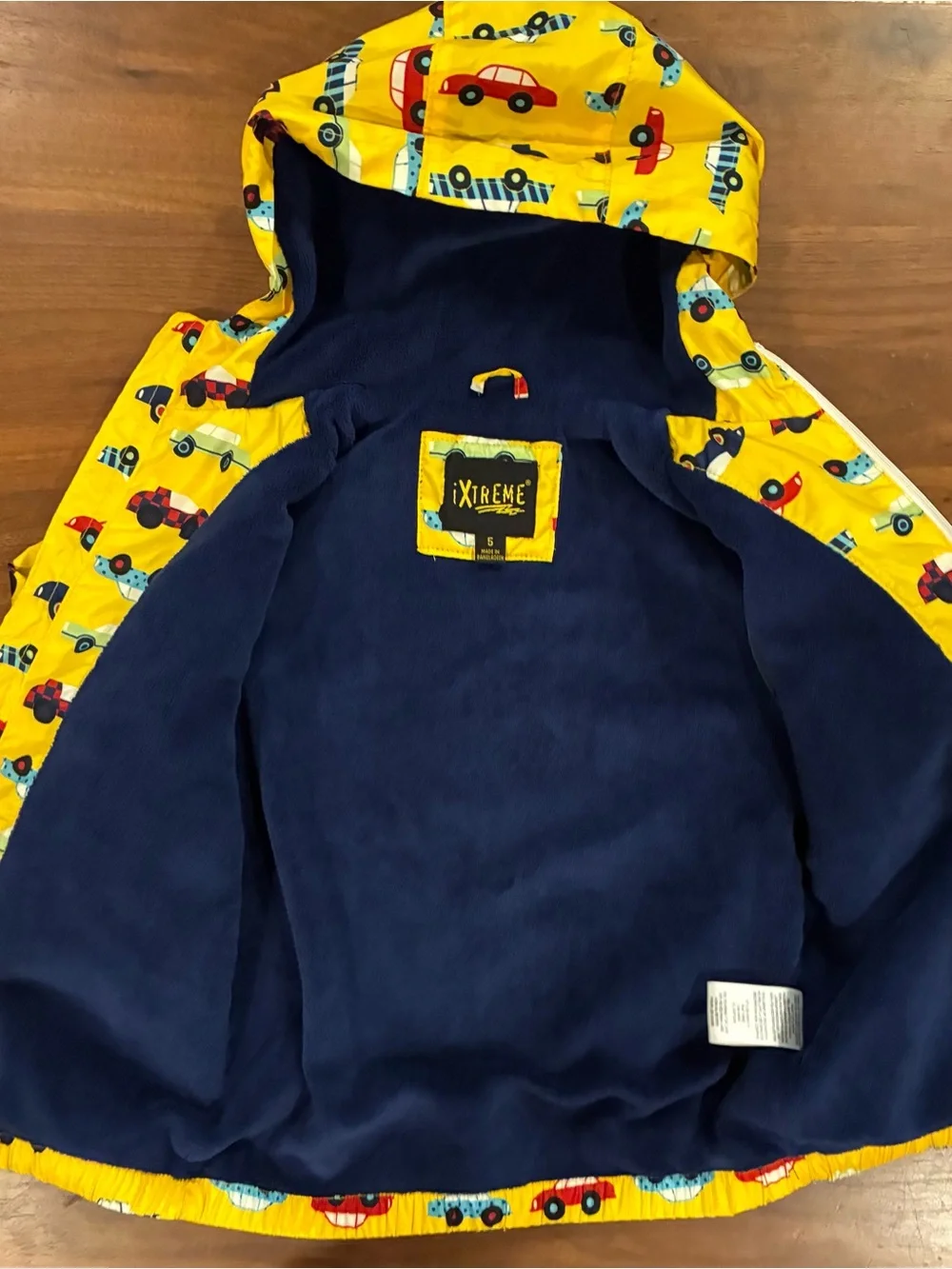 Kids Yellow Hooded Car-Print Jacket Ixtreme